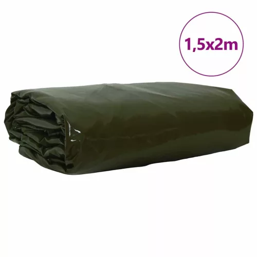 Ponyva 650g / m² Olajzöld 1,5 x 2 m Vászon PVC bevonattal
