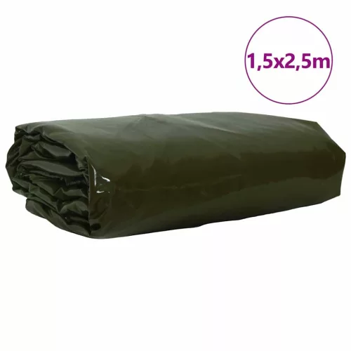 Ponyva 650g / m² Olajzöld 1,5 x 2,5 m Vászon PVC bevonattal