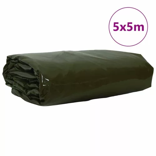 Ponyva 650g / m² Olajzöld 5 x 5 m Vászon PVC bevonattal