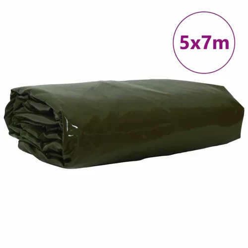 Ponyva 650g / m² Olajzöld 5 x 7 m Vászon PVC bevonattal