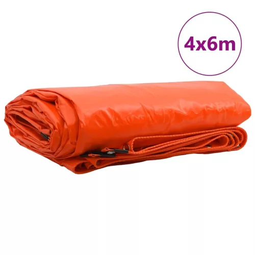 Ponyva 650g / m² Narancssárga 4 x 6 m Vászon PVC bevonattal