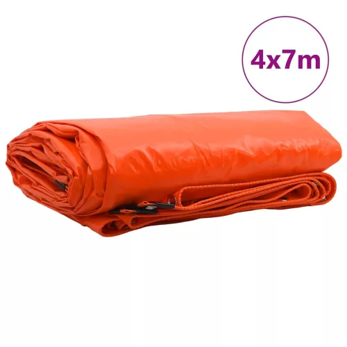 Ponyva 650g / m² Narancssárga 4 x 7 m Vászon PVC bevonattal