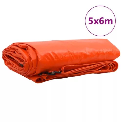 Ponyva 650g / m² Narancssárga 5 x 6 m Vászon PVC bevonattal