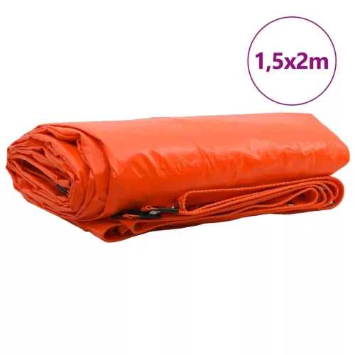 Ponyva 650g / m² Narancssárga 1,5 x 2 m Vászon PVC bevonattal