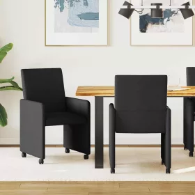   Étkező Székek kerekekkel 2 pcs Fekete 57 x 66 x 94 cm szövet