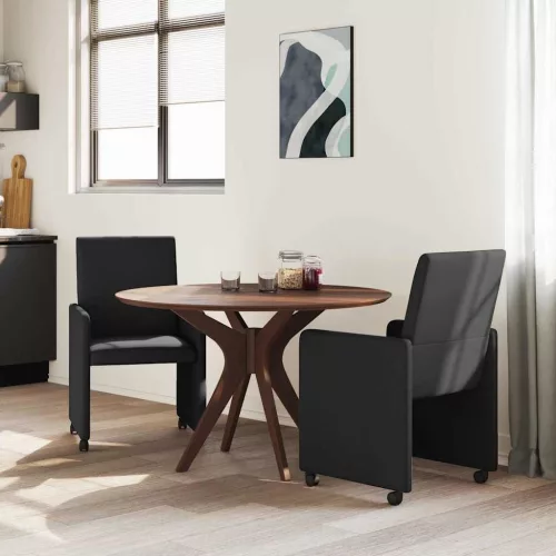 Étkező Székek kerekekkel 2 pcs Fekete 57 x 66 x 94 cm szövet