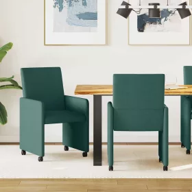   Étkező Székek kerekekkel 2 pcs Sötétzöld 57 x 66 x 94 cm szövet