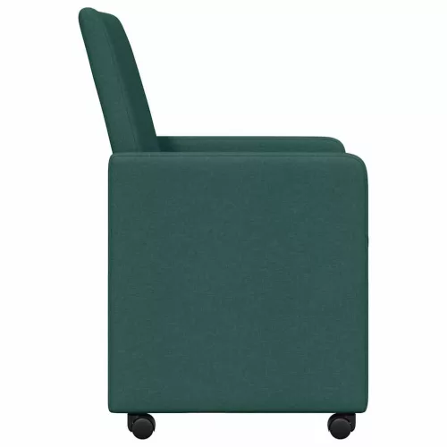 Étkező Székek kerekekkel 2 pcs Sötétzöld 57 x 66 x 94 cm szövet