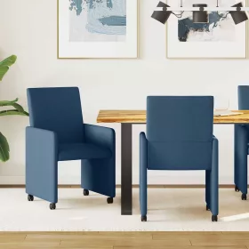   Étkező Székek kerékkel 2 pcs Kék 57 x 66 x 94 cm szövet