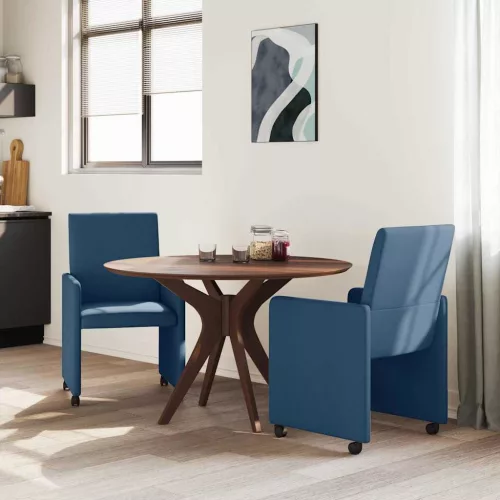 Étkező Székek kerékkel 2 pcs Kék 57 x 66 x 94 cm szövet