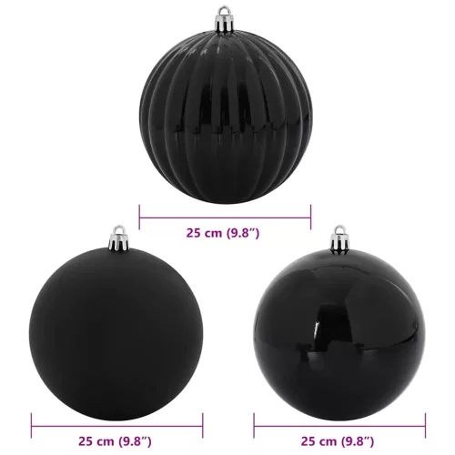 Karácsonyi Díszgömb Készlet 3 pcs Fekete