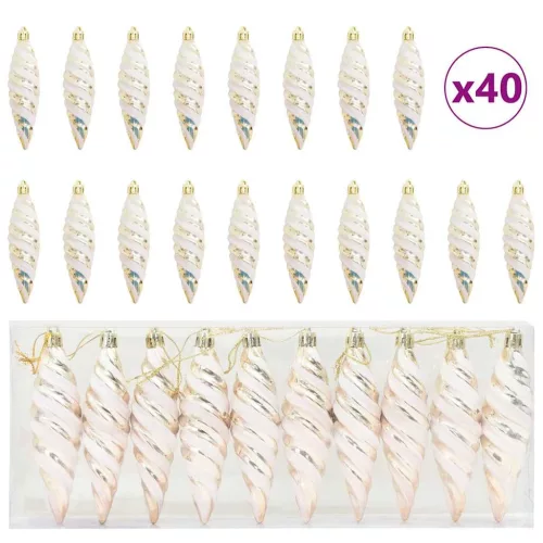 Karácsonyi Spirális Alakú Gömb 40 pcs pezsgőszín