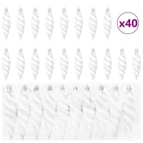 Karácsonyi Spirális Alakú Gömb 40 pcs Fehér