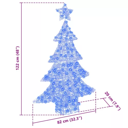 Karácsonyfa 100 LED-del Kék 120 cm Akril