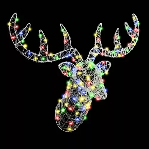 Rénszarvas fej 140 LED-del színes 60 cm Akril