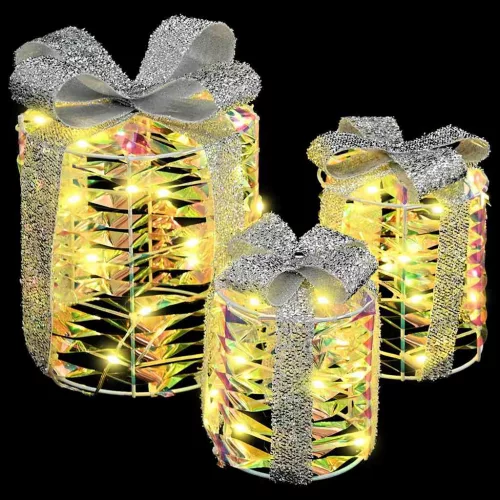 Ajándékdoboz Dekoráció 3 pcs Meleg fehér 20 x 20 x 20 cm PET