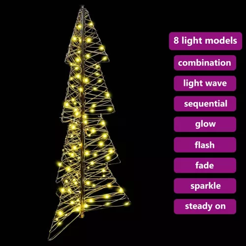 Karácsonyfa 100 LED-del Meleg fehér 120 cm Rattan