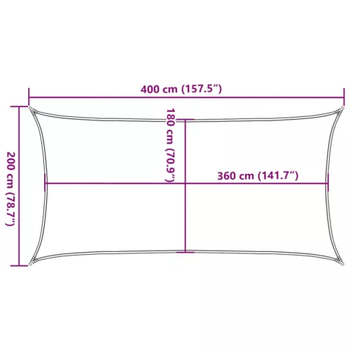2x4 m négyszögletes antracit HDPE napernyő