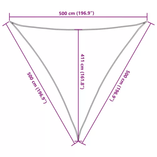 HDPE háromszögű napvitorla 5x5x5 m bézs