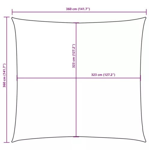 Négyzet alakú, terrakotta oxford szövet napvitorla 3,6 x 3,6 m