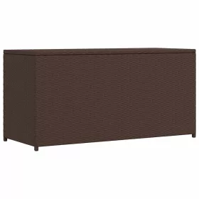 Barna polyrattan kerti tárolóláda 120 x 50 x 60 cm