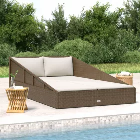 Barna polyrattan kerti ágy 110 x 200 cm