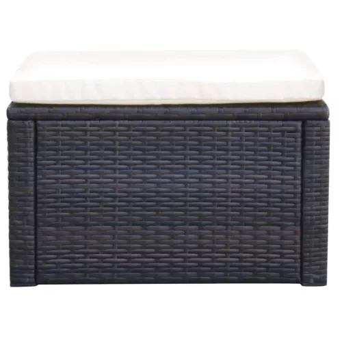 Barna polyrattan ottomán zsámoly 53x53x30 cm