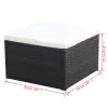 Barna polyrattan ottomán zsámoly 53x53x30 cm