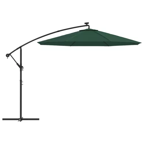 Zöld függőernyő LED-del, fém rúddal 300 cm