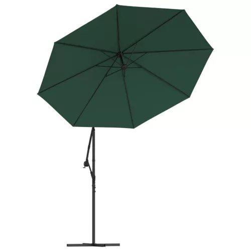 Zöld függőernyő LED-del, fém rúddal 300 cm