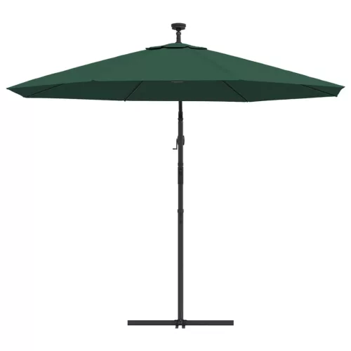 Zöld függőernyő LED-del, fém rúddal 300 cm