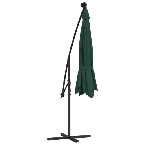 Zöld függőernyő LED-del, fém rúddal 300 cm
