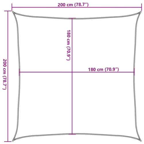 Négyzet alakú HDPE napvitorla 2 x 2 m bézs