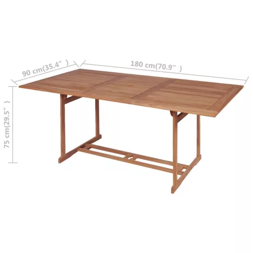 Tömör tíkfa kerti asztal 180 x 90 x 75 cm