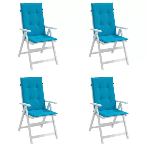 4 db kék szövet kerti magas háttámlájú székpárna 120x50x3 cm