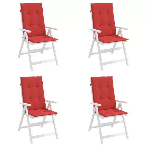 4 db piros szövet kerti magas háttámlájú székpárna 120x50x3 cm