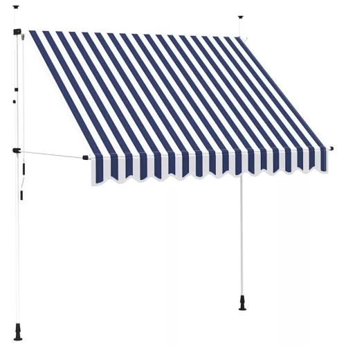 Kézzel feltekerhető napellenző kék-fehér csíkokkal 250 cm