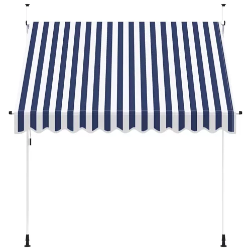 Kézzel feltekerhető napellenző kék-fehér csíkokkal 250 cm
