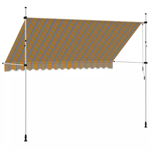 Kézzel feltekerhető napellenző kék-sárga csíkokkal 350 cm