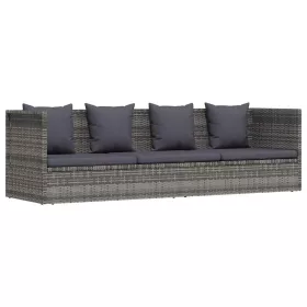 Szürke polyrattan kerti ágy 200 x 60 cm