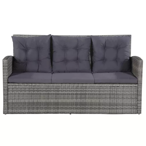 6-részes szürke polyrattan kerti bútorszett párnákkal