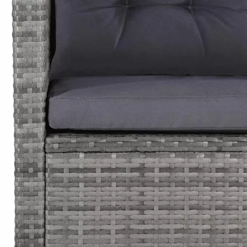 6-részes szürke polyrattan kerti bútorszett párnákkal