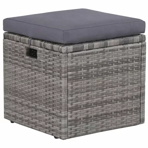 6-részes szürke polyrattan kerti bútorszett párnákkal