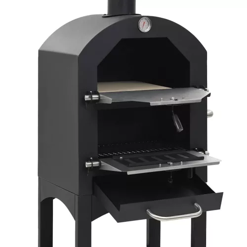 Kültéri faszenes pizzasütő kemence pizzakővel