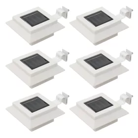   6 db négyszögletes fehér kültéri napelemes LED lámpa, 12 cm