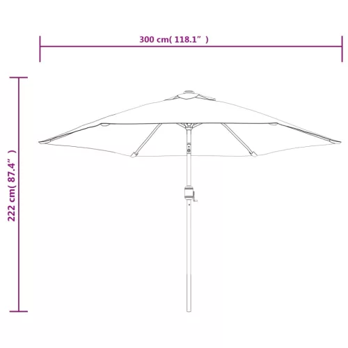 Antracitszürke kültéri napernyő fémrúddal, 300 cm átmérőjű