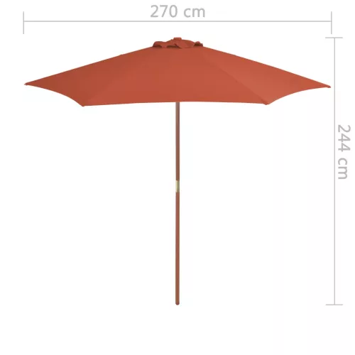 Terrakotta kültéri napernyő farúddal 270 cm