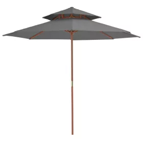 Antracitszürke kétszintes napernyő fa rúddal 270 cm