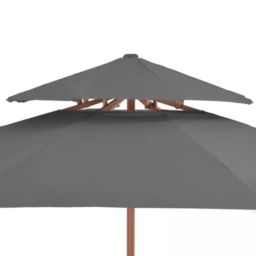 Antracitszürke kétszintes napernyő fa rúddal 270 cm