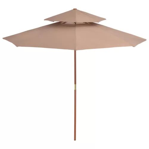 Tópszínű kétszintes napernyő fa rúddal 270 cm